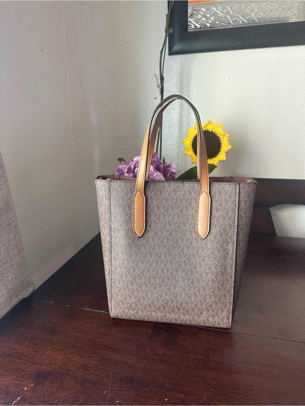 Michael Kors Brown Signature Tote with Tan Leather Trim - Picture 15 of 15